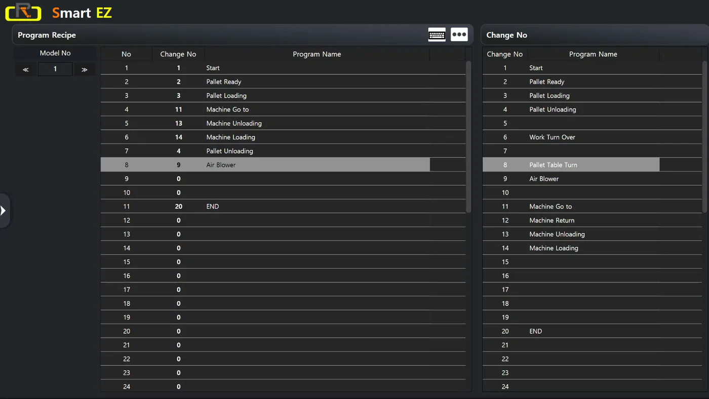 Smart EZ recipe setup screen